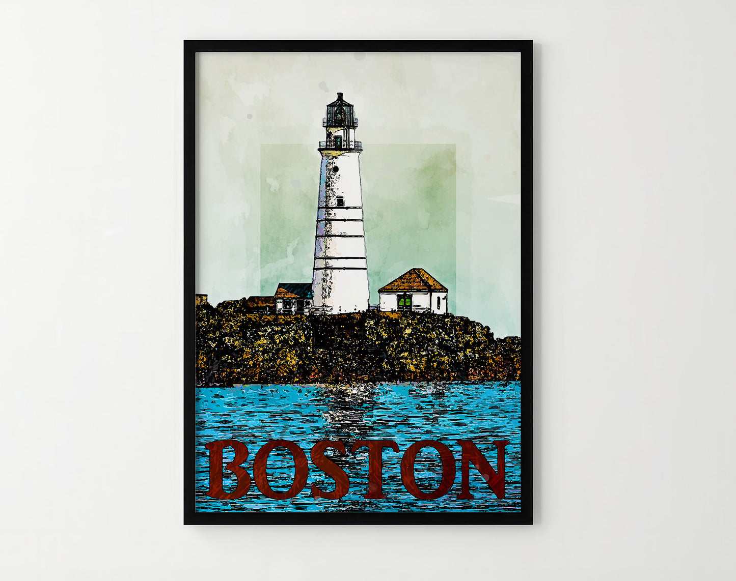 Boston Light Travel Poster