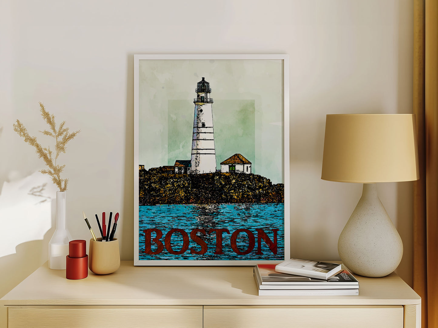 Boston Light Travel Poster