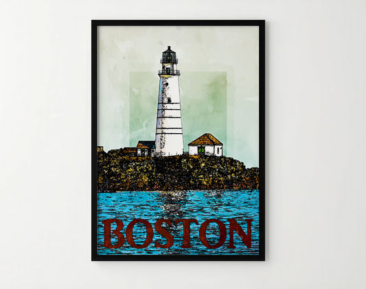 Boston Light Travel Poster