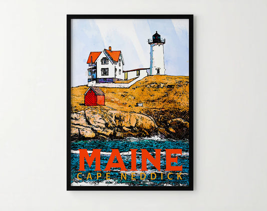 Cape Neddick, Maine Travel Poster