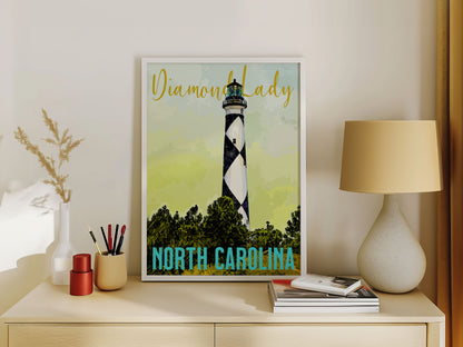 Diamond Lady Lighthouse Travel Poster