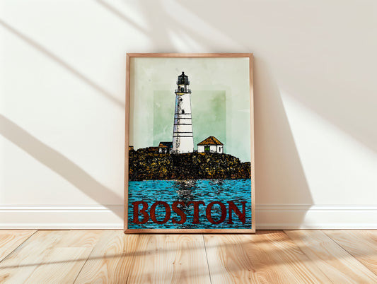 Boston Light Travel Poster