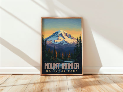 Mount Rainier National Park Travel Poster